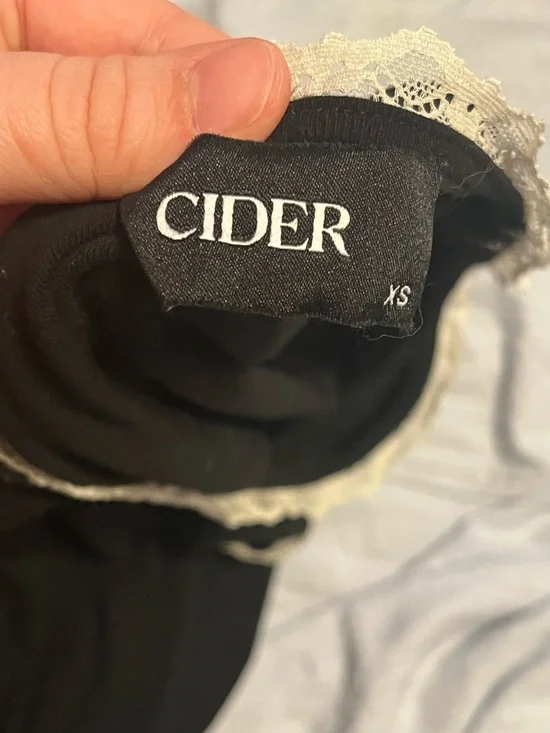 Cider Black Maxi Dress with Cream Ruffle Trim - Picture 4 of 4